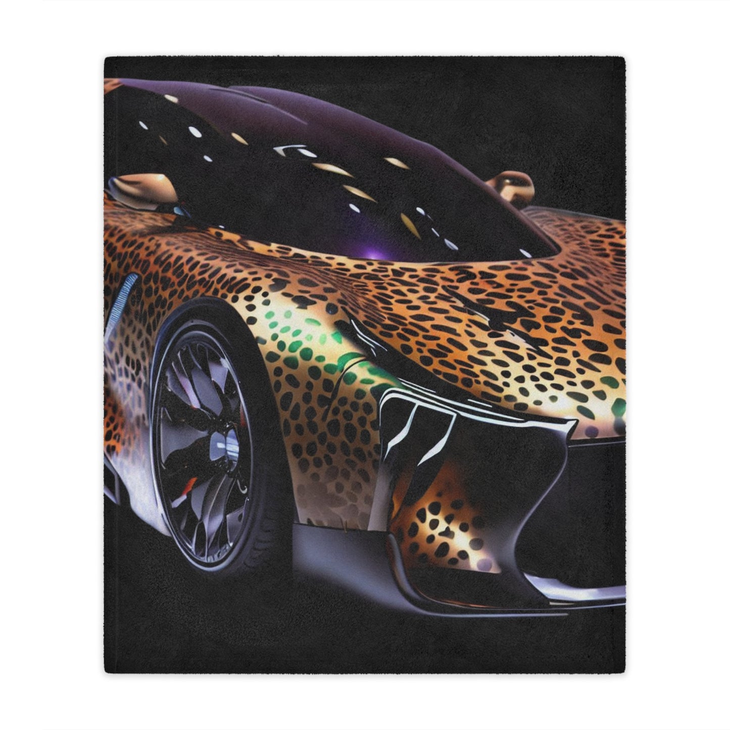 Futuristic Leopard Print Sports Car Mircofiber Blanket