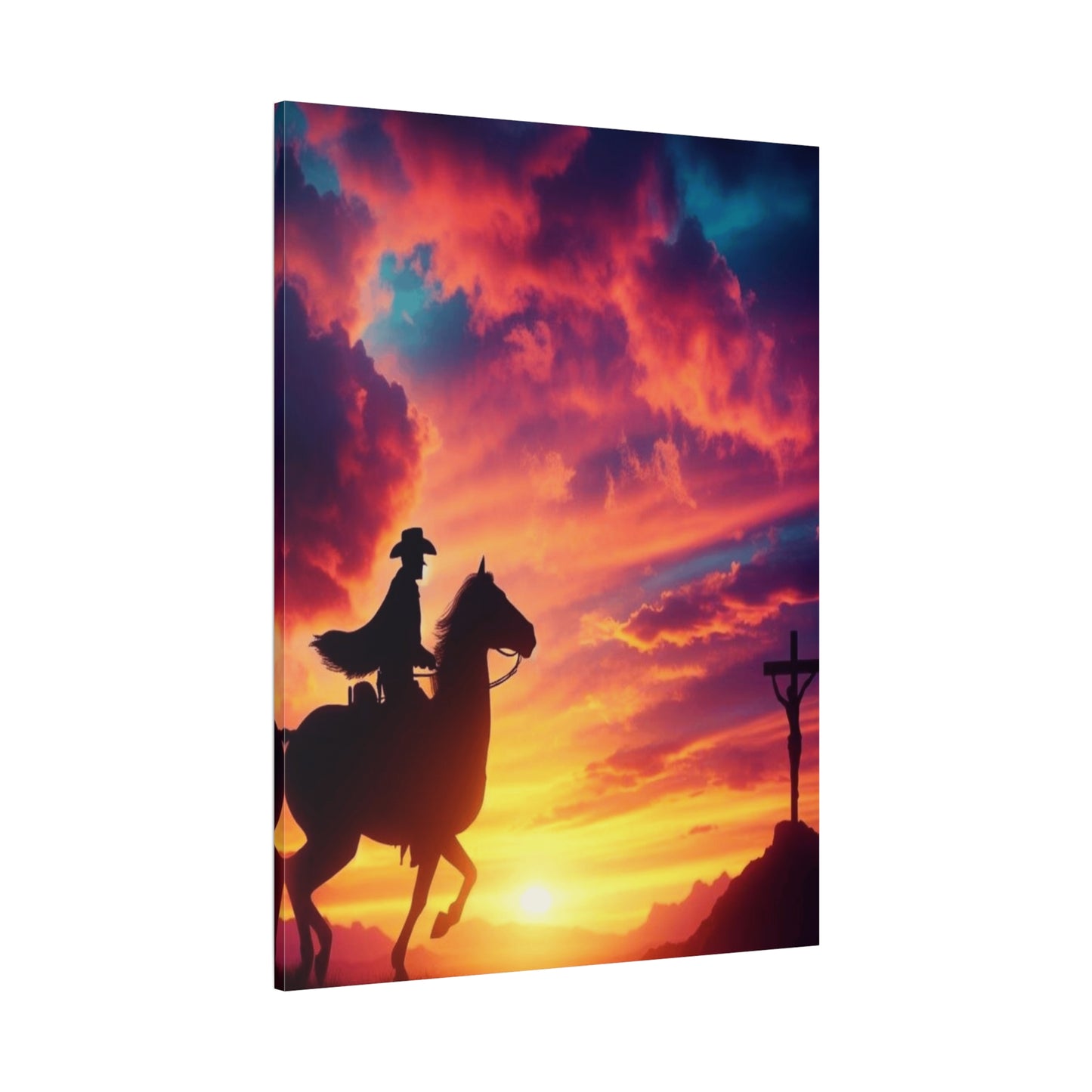 Cowboy Twilight Journey Home Matte Canvas, Stretched, 1.25"