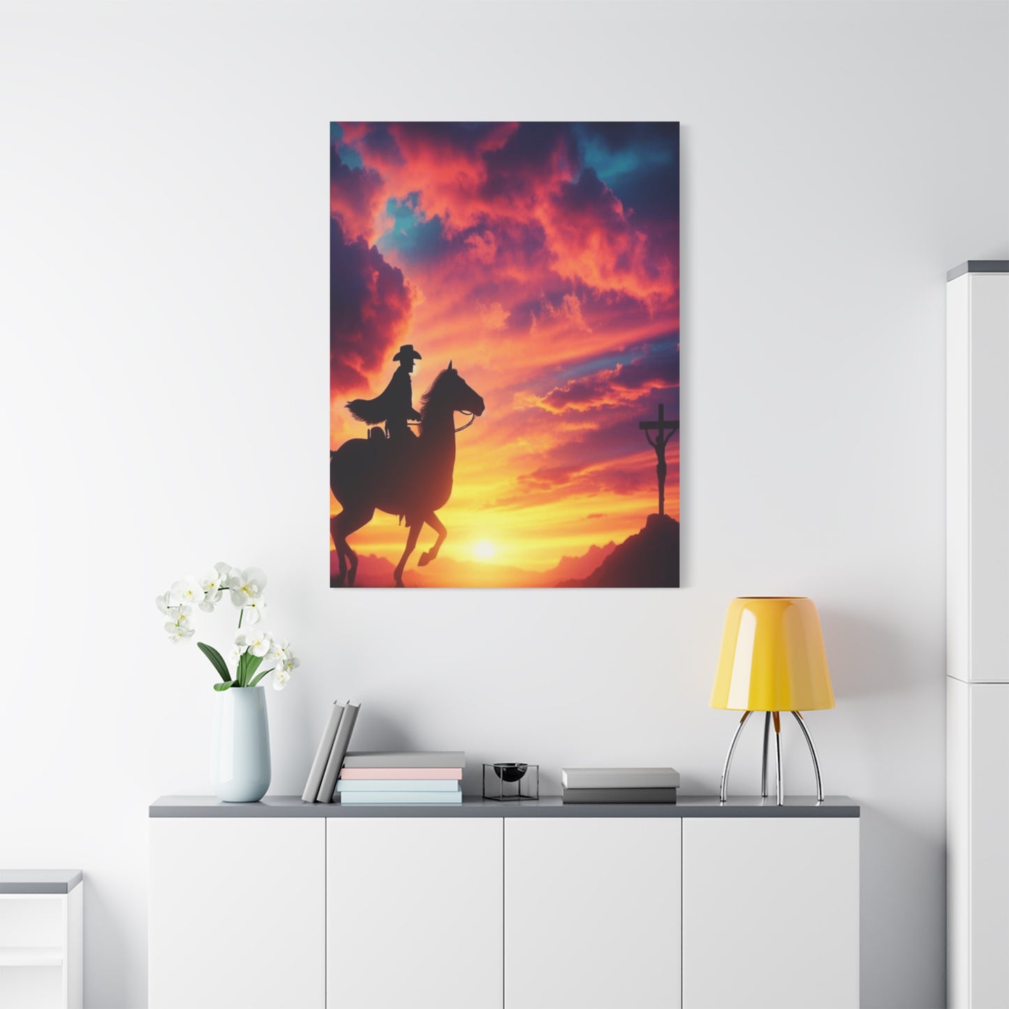 Cowboy Twilight Journey Home Matte Canvas, Stretched, 1.25"