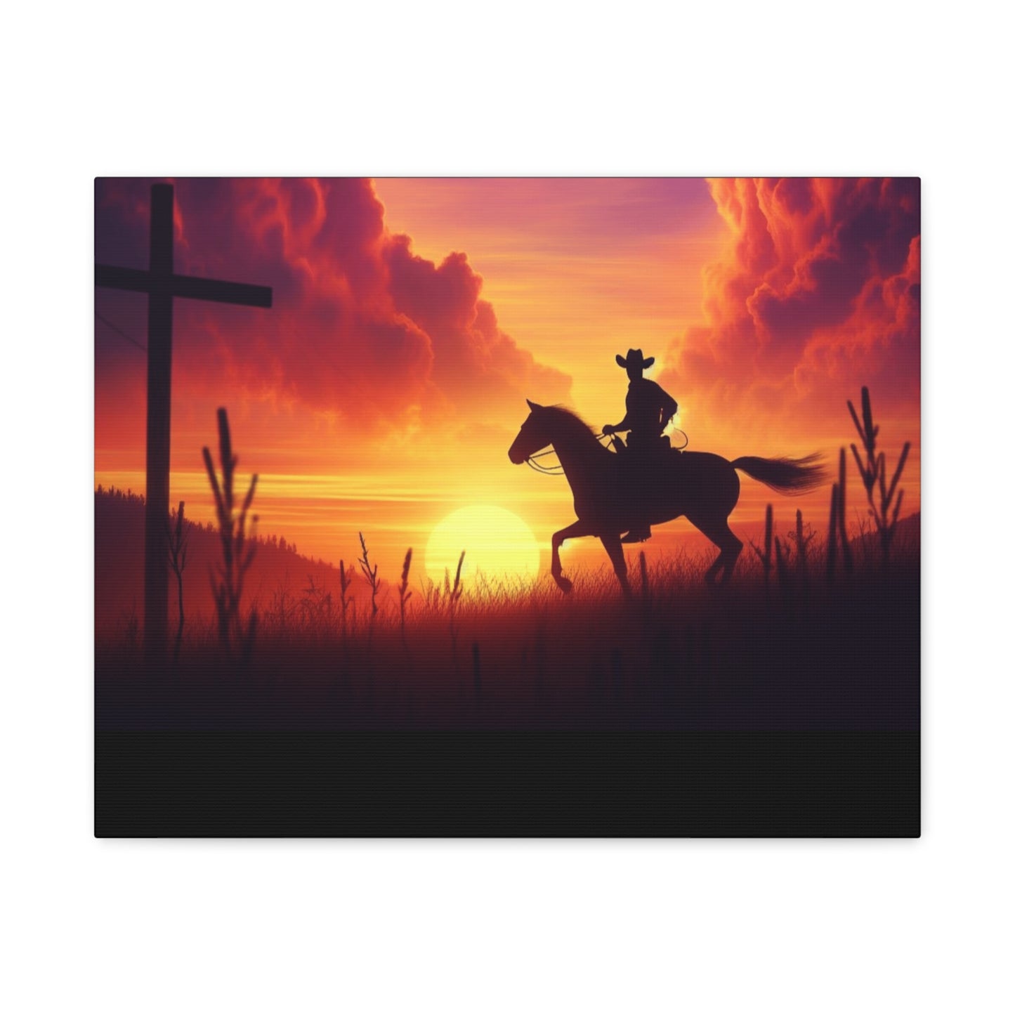 Crossroads of Destiny: Sunset Pilgrimage Canvas Wall Art