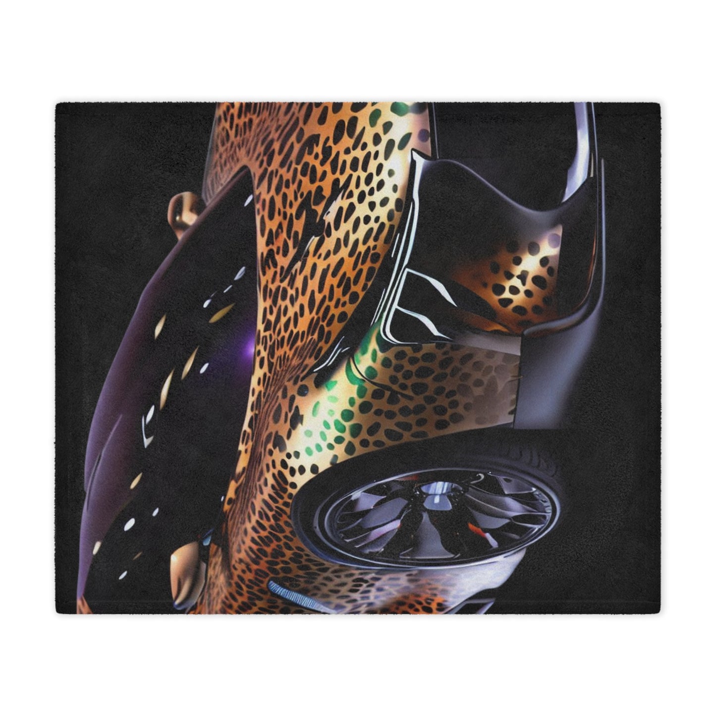 Futuristic Leopard Print Sports Car Mircofiber Blanket