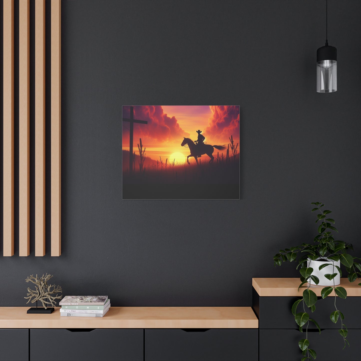 Crossroads of Destiny: Sunset Pilgrimage Canvas Wall Art