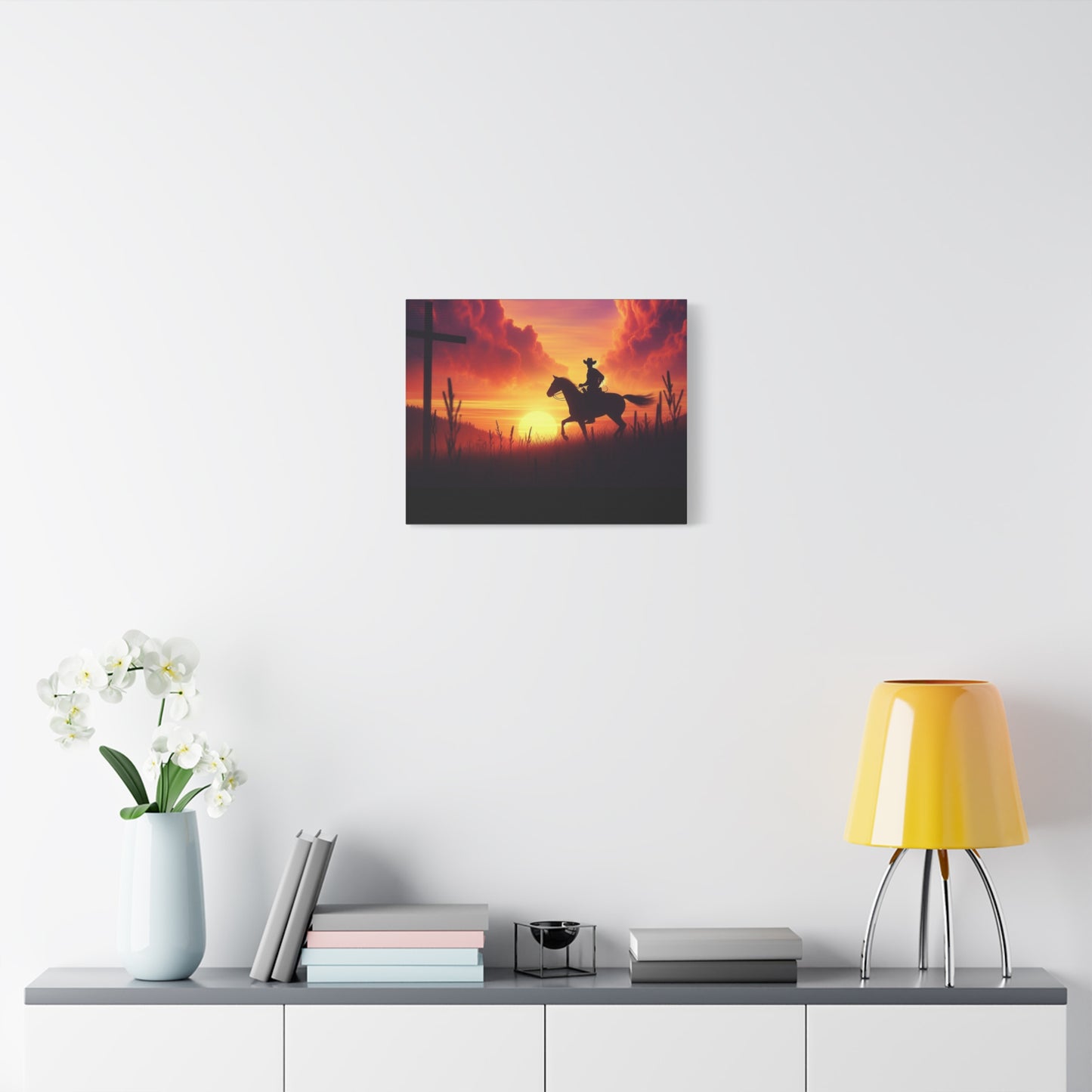 Crossroads of Destiny: Sunset Pilgrimage Canvas Wall Art