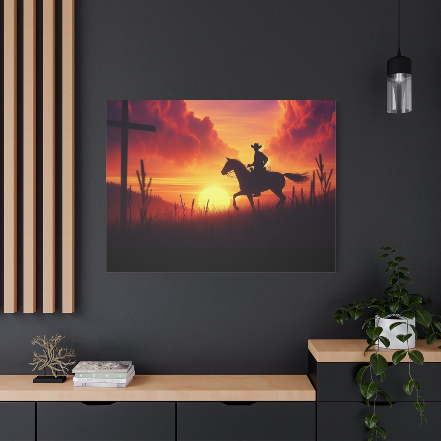 Crossroads of Destiny: Sunset Pilgrimage Canvas Wall Art