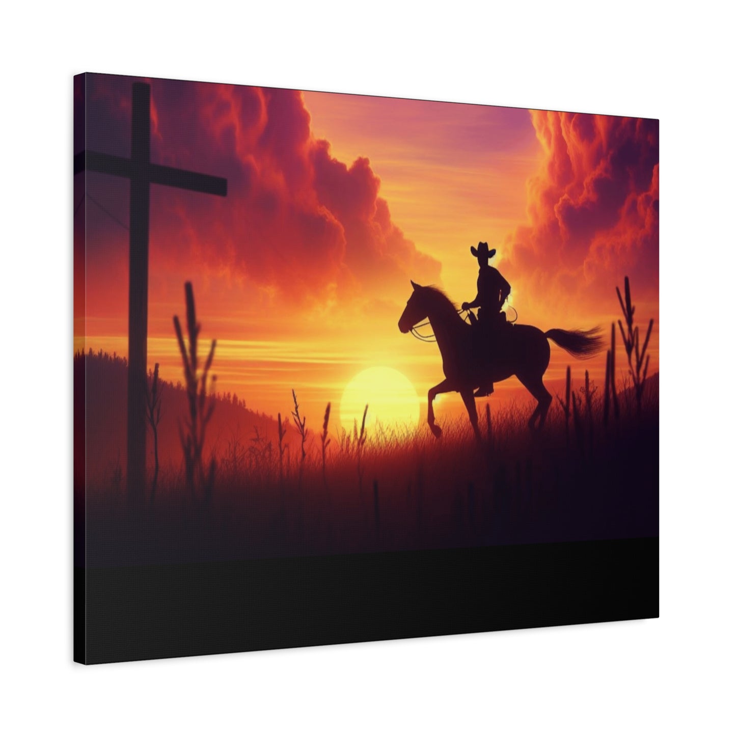 Crossroads of Destiny: Sunset Pilgrimage Canvas Wall Art