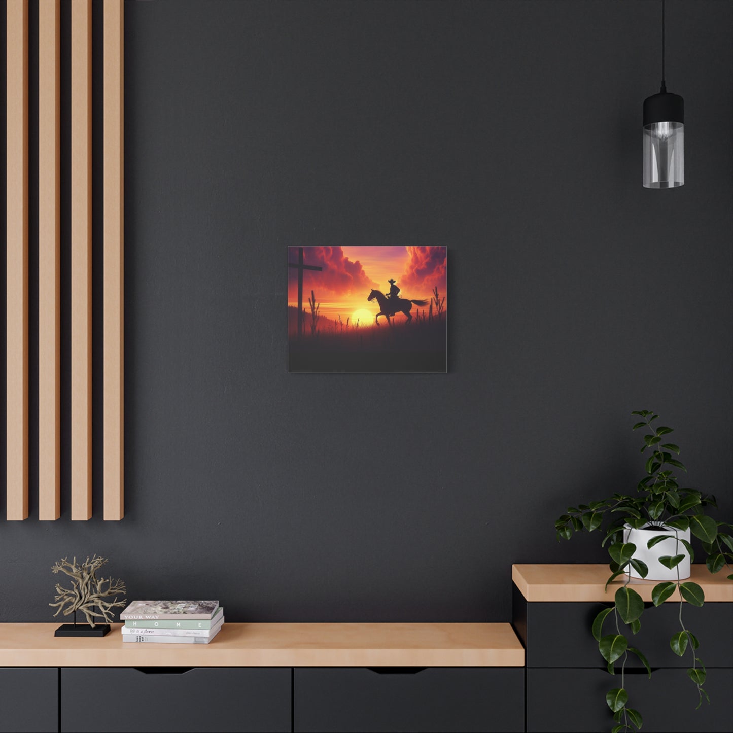 Crossroads of Destiny: Sunset Pilgrimage Canvas Wall Art