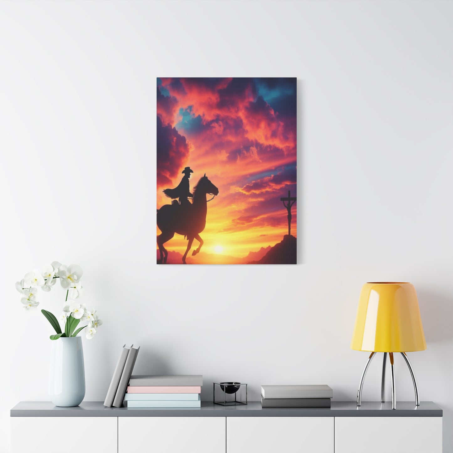 Cowboy Twilight Journey Home Matte Canvas, Stretched, 1.25"