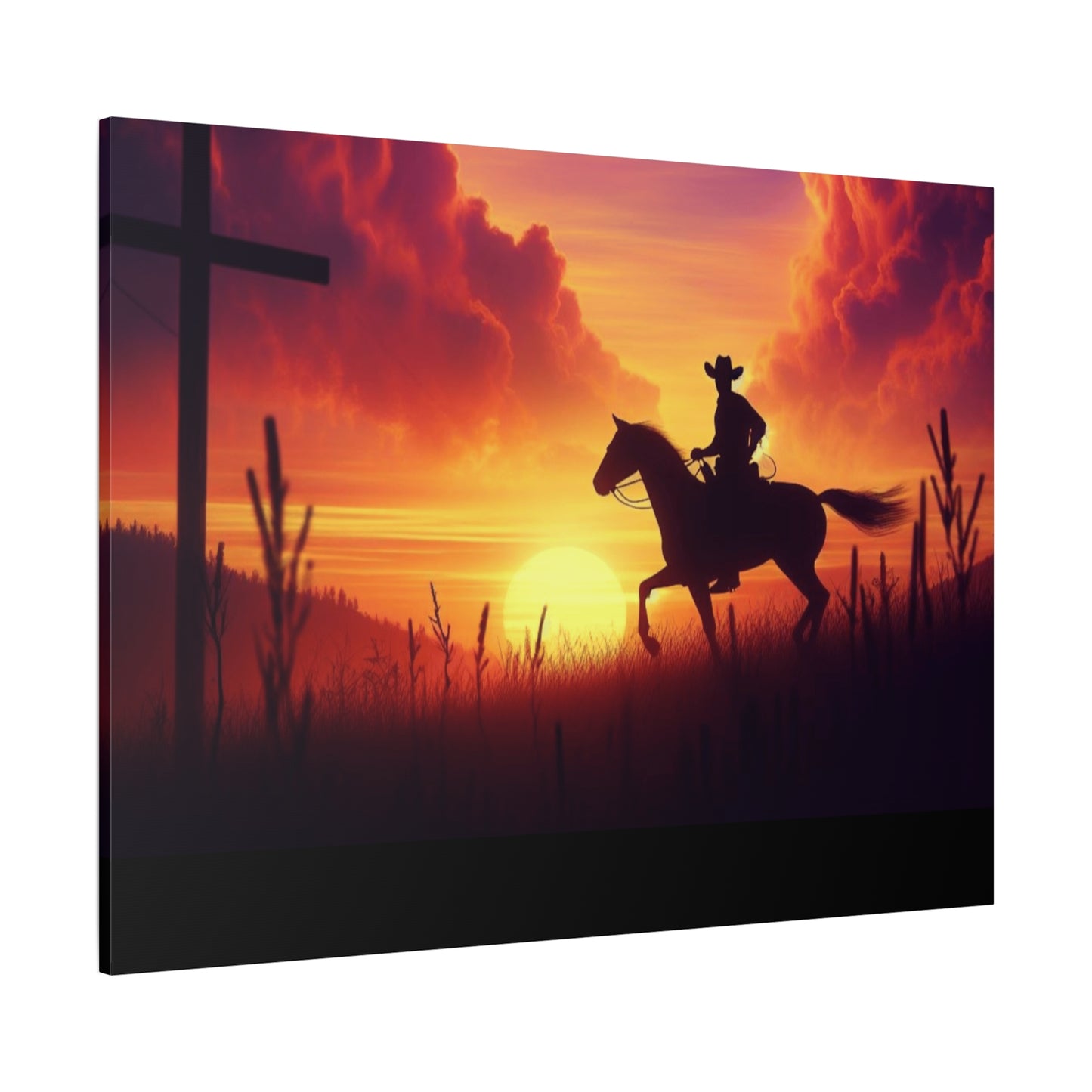 Crossroads of Destiny: Sunset Pilgrimage Canvas Wall Art