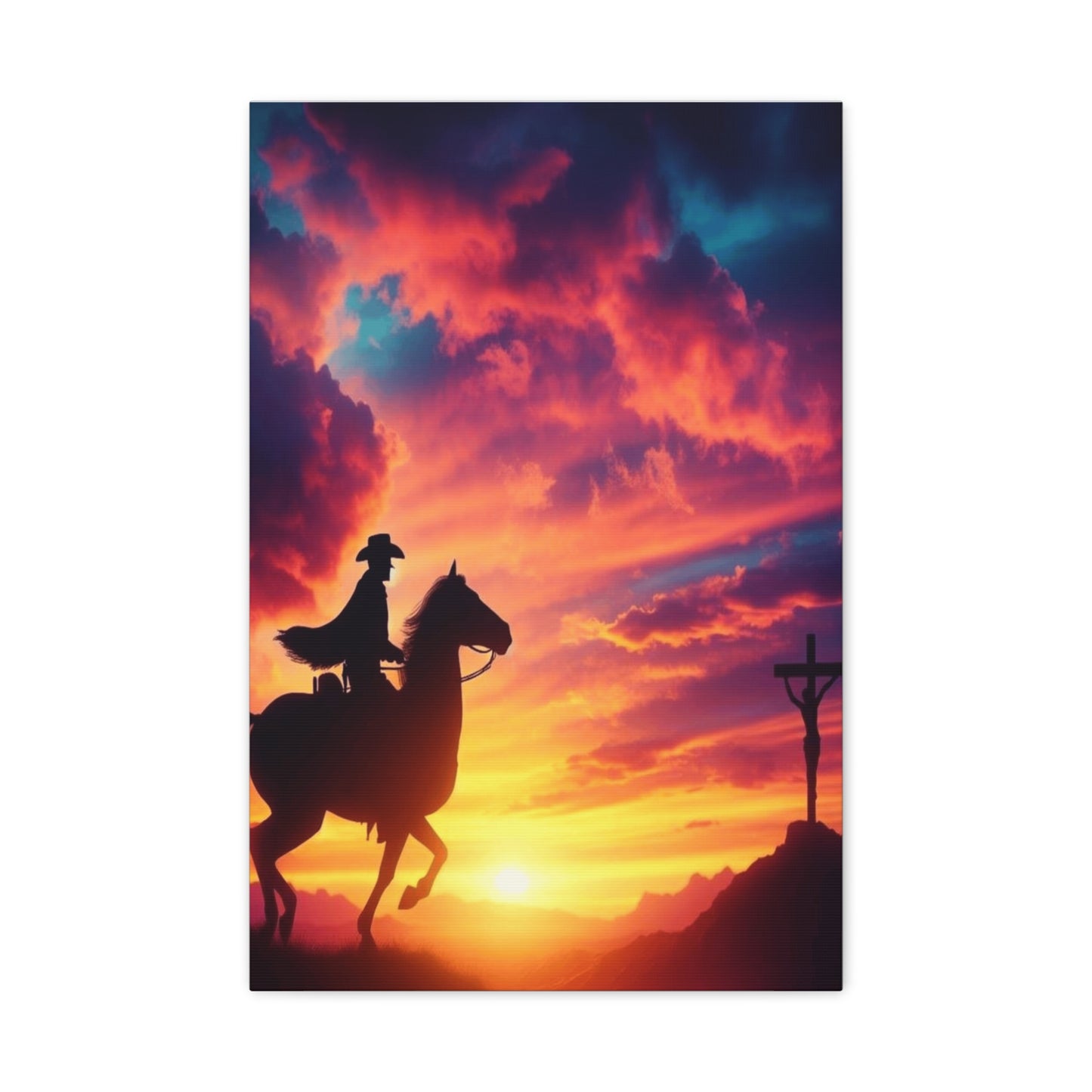 Cowboy Twilight Journey Home Matte Canvas, Stretched, 1.25"