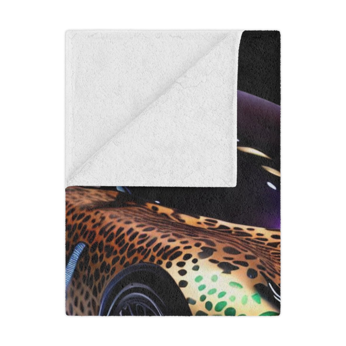 Futuristic Leopard Print Sports Car Mircofiber Blanket