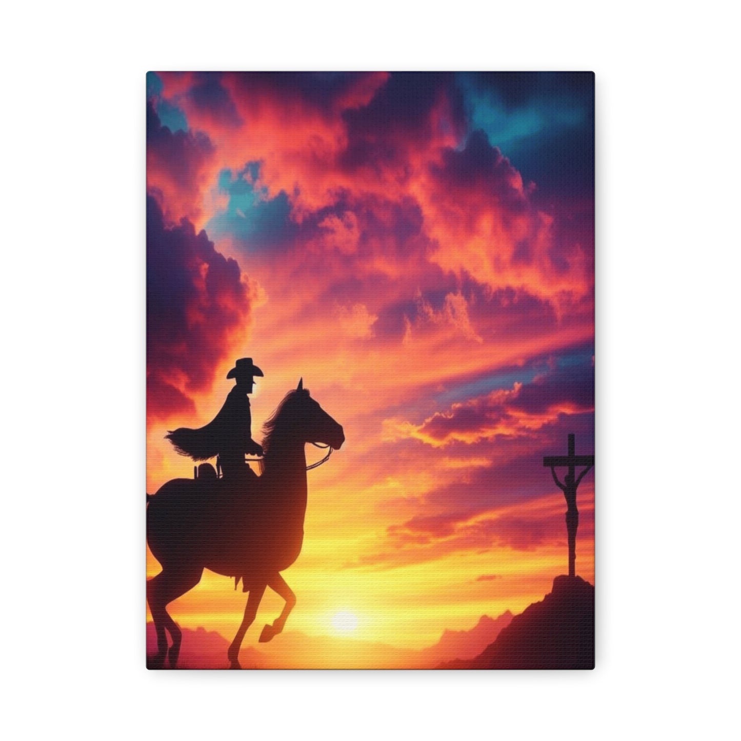 Cowboy Twilight Journey Home Matte Canvas, Stretched, 1.25"