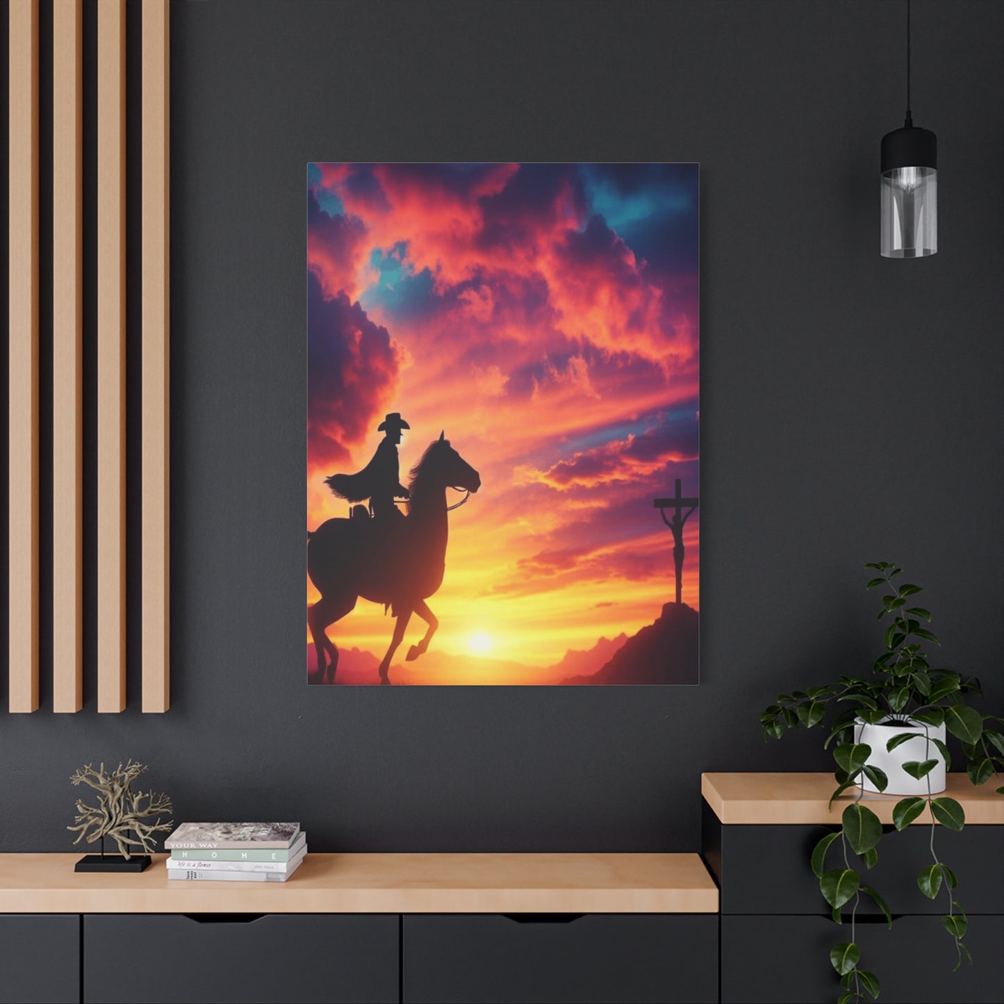 Cowboy Twilight Journey Home Matte Canvas, Stretched, 1.25"