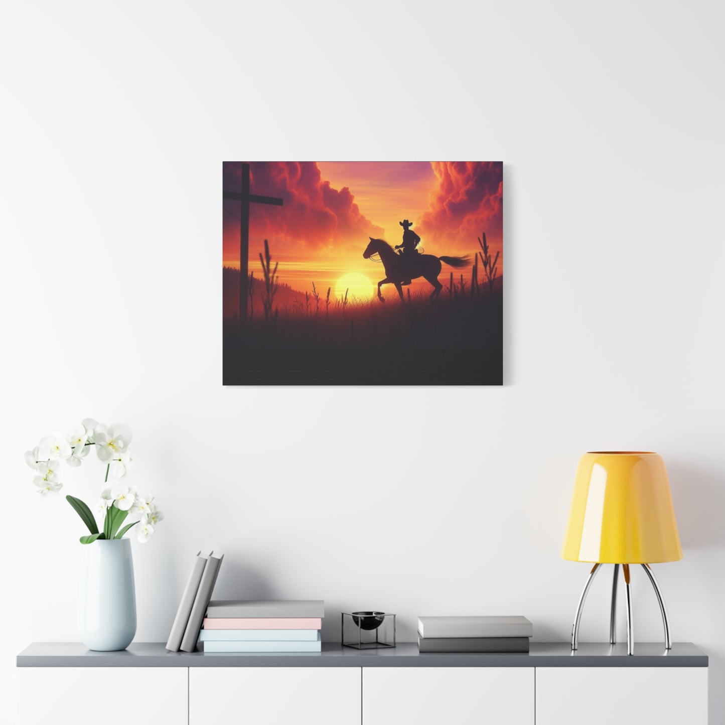 Crossroads of Destiny: Sunset Pilgrimage Canvas Wall Art