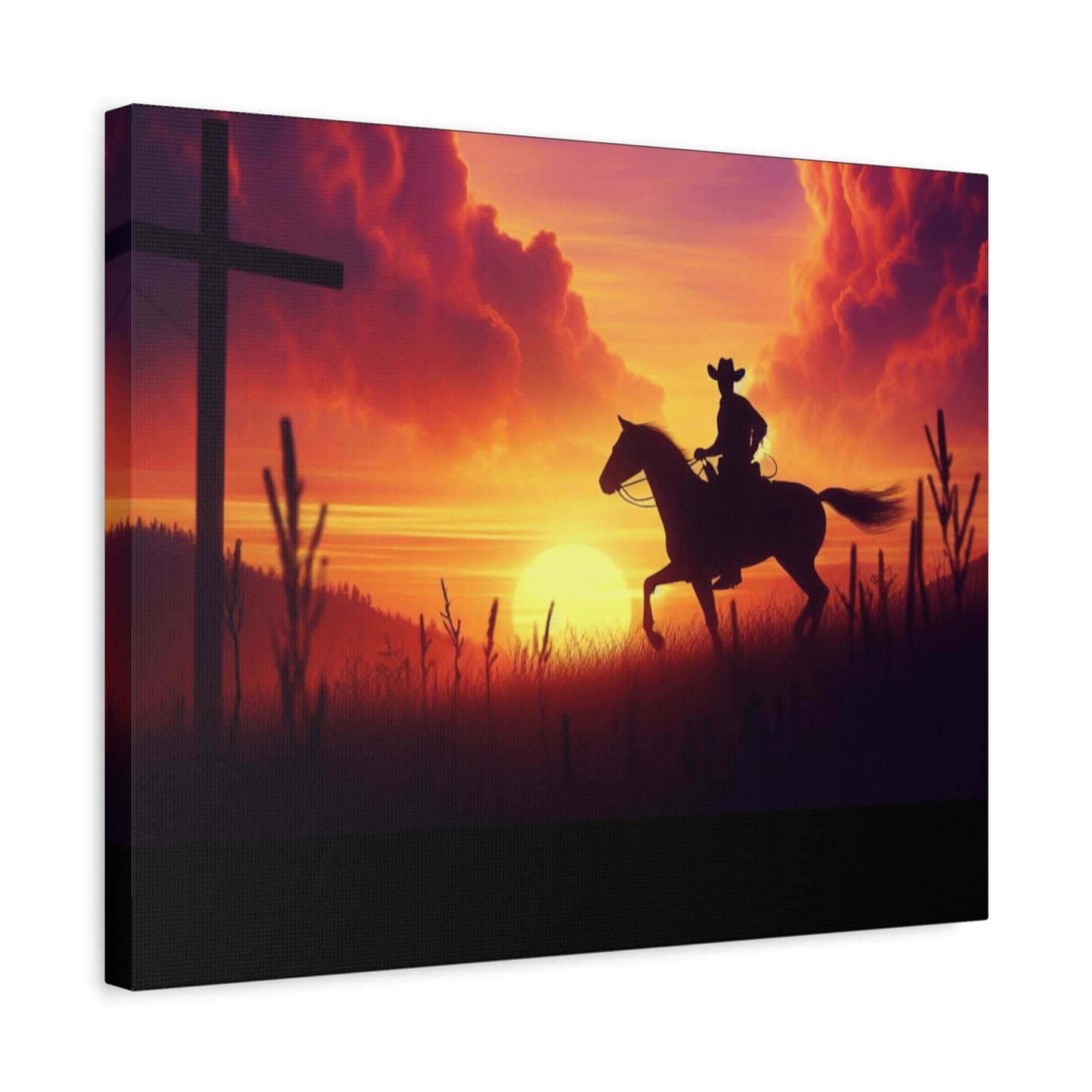 Crossroads of Destiny: Sunset Pilgrimage Canvas Wall Art