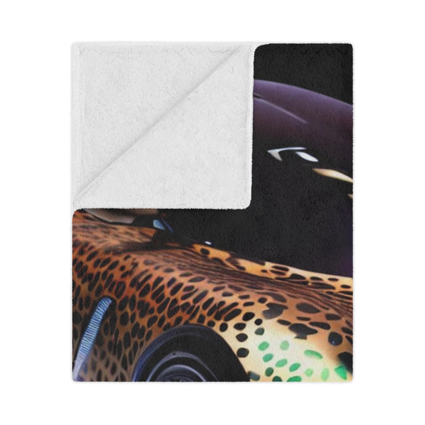 Futuristic Leopard Print Sports Car Mircofiber Blanket