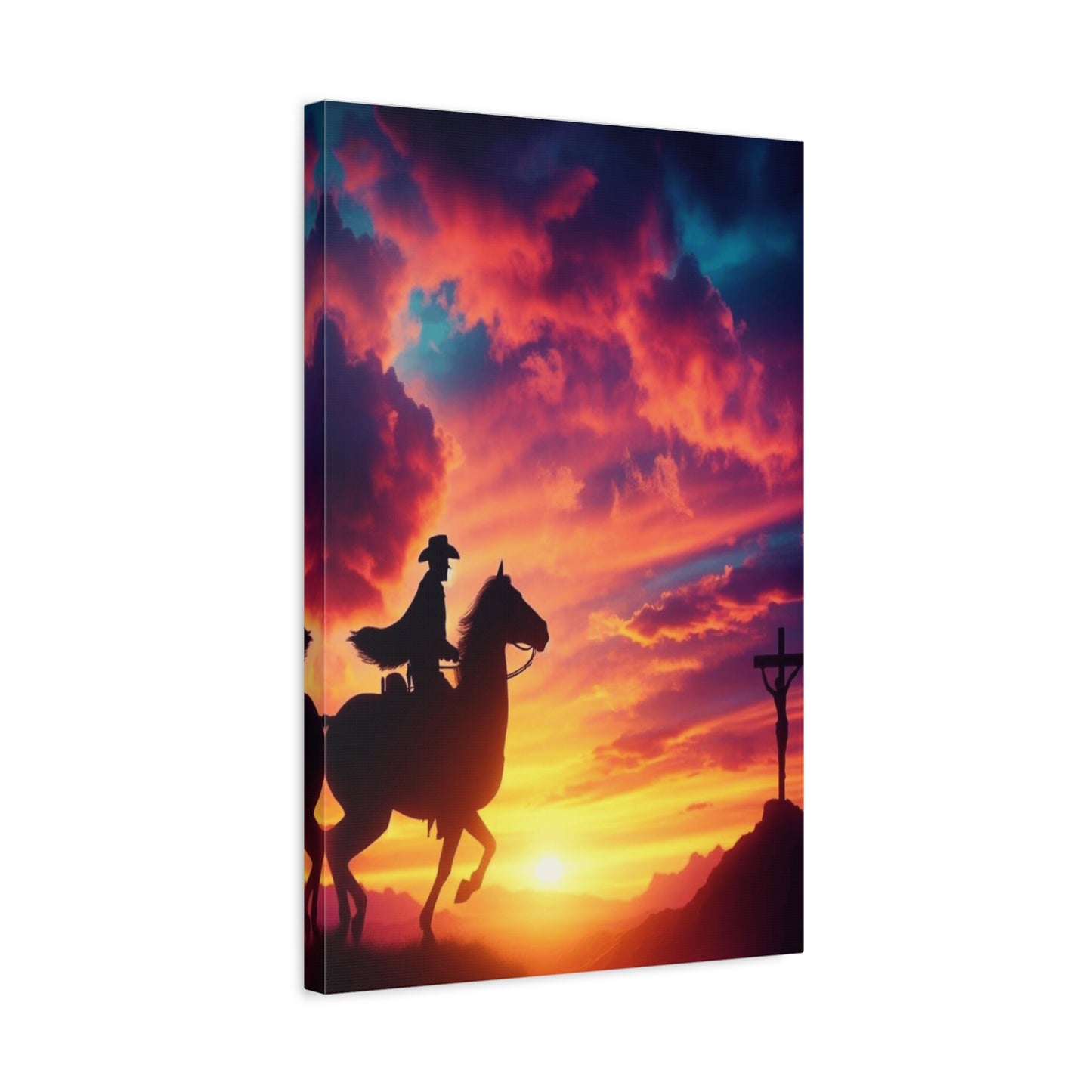 Cowboy Twilight Journey Home Matte Canvas, Stretched, 1.25"