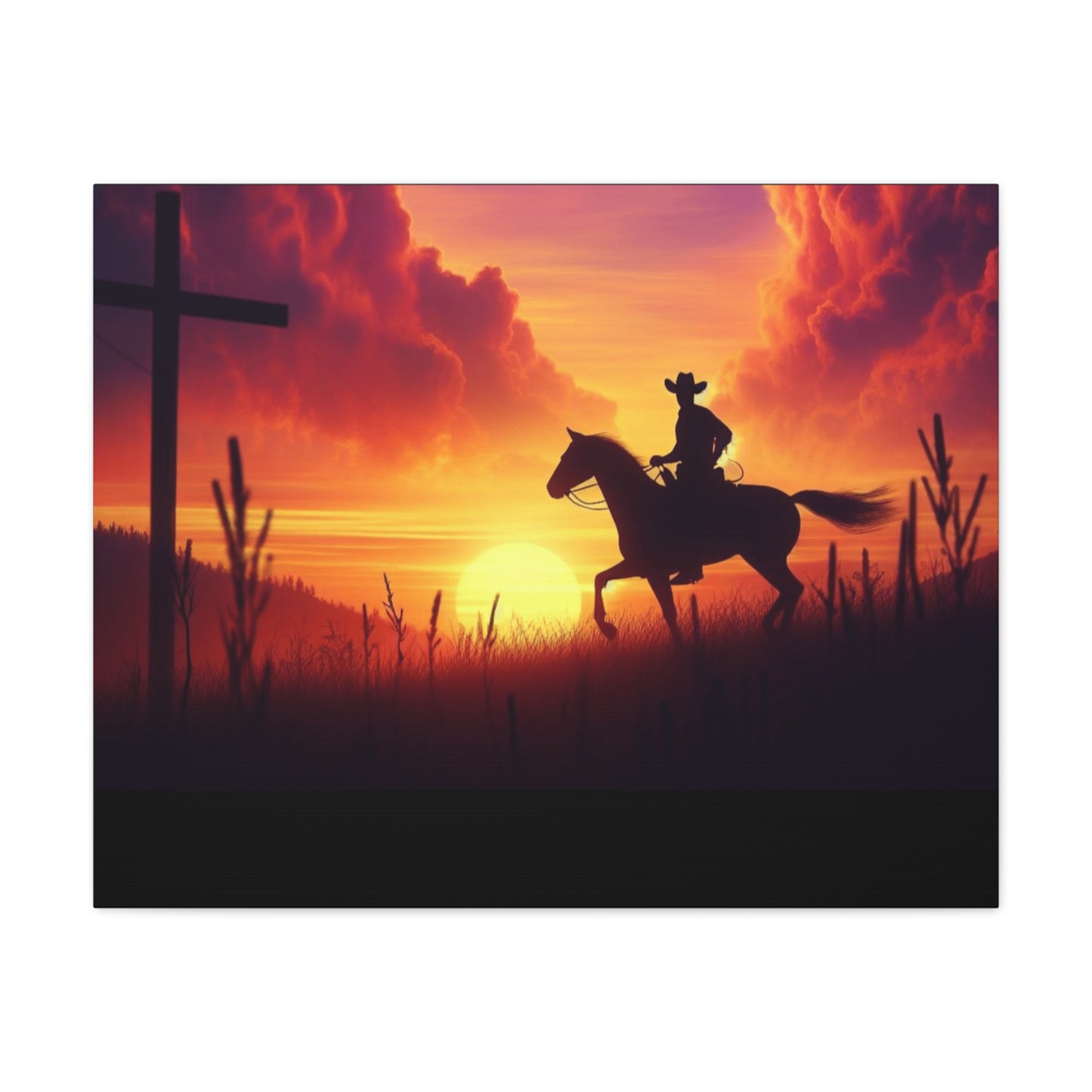 Crossroads of Destiny: Sunset Pilgrimage Canvas Wall Art