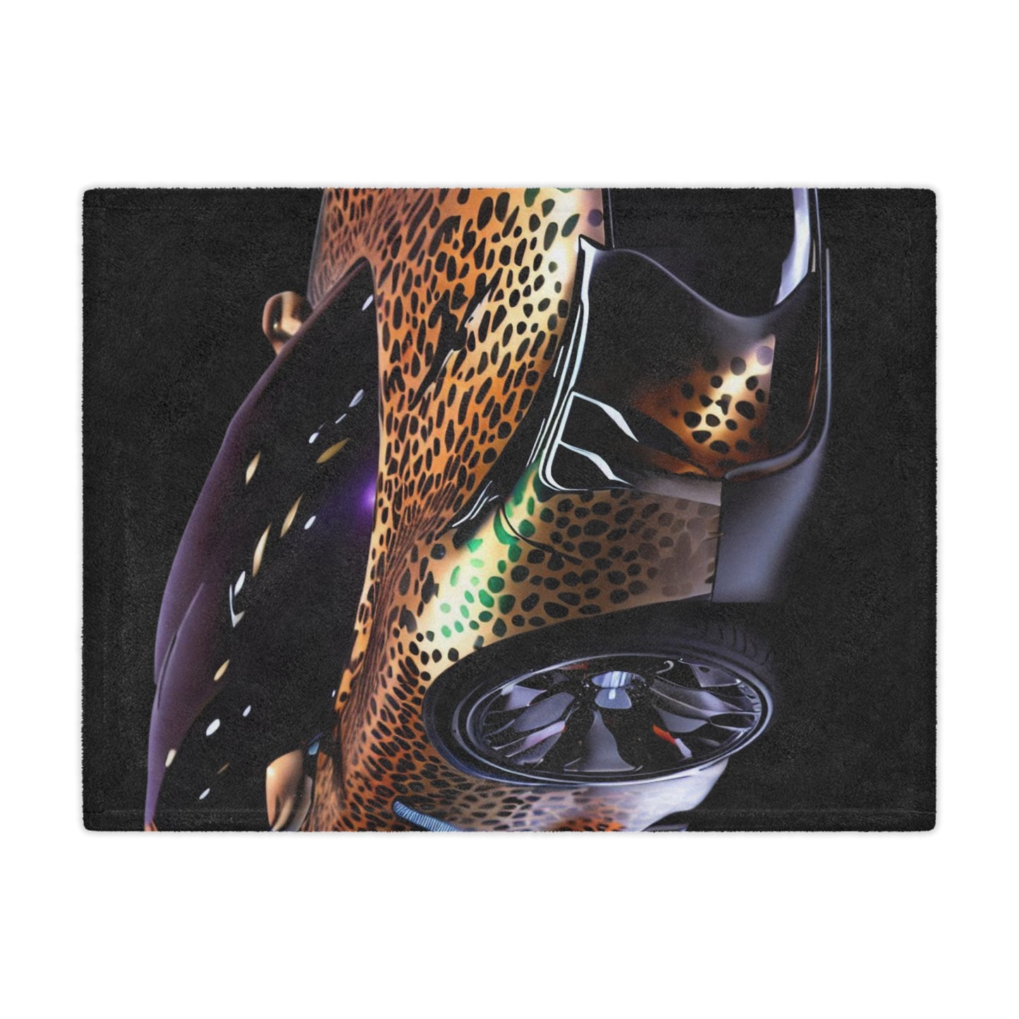 Futuristic Leopard Print Sports Car Mircofiber Blanket