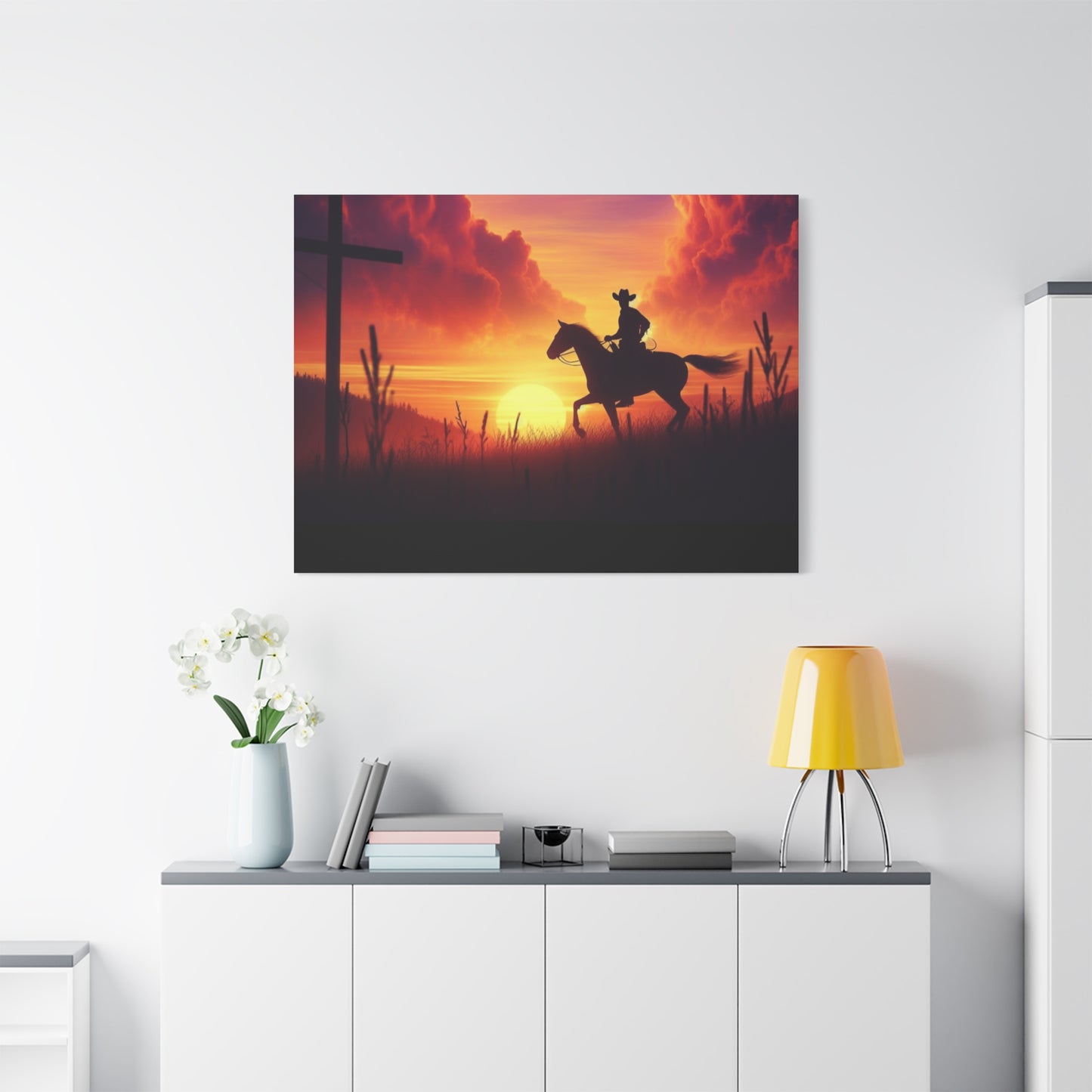 Crossroads of Destiny: Sunset Pilgrimage Canvas Wall Art