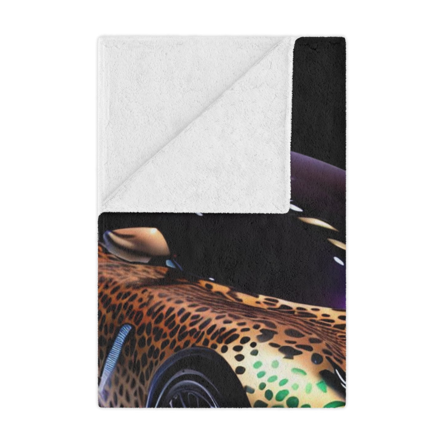 Futuristic Leopard Print Sports Car Mircofiber Blanket