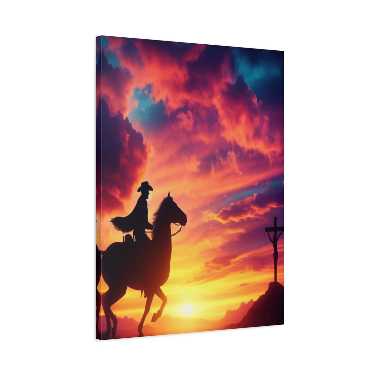 Cowboy Twilight Journey Home Matte Canvas, Stretched, 1.25"