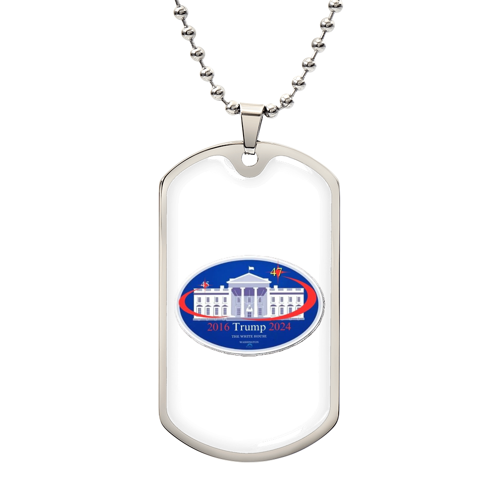 45 to 47 TRUMP Presidential Luxury Dog Tag Necklace (White Edition)