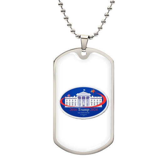 45 to 47 TRUMP Presidential Luxury Dog Tag Necklace (White Edition)