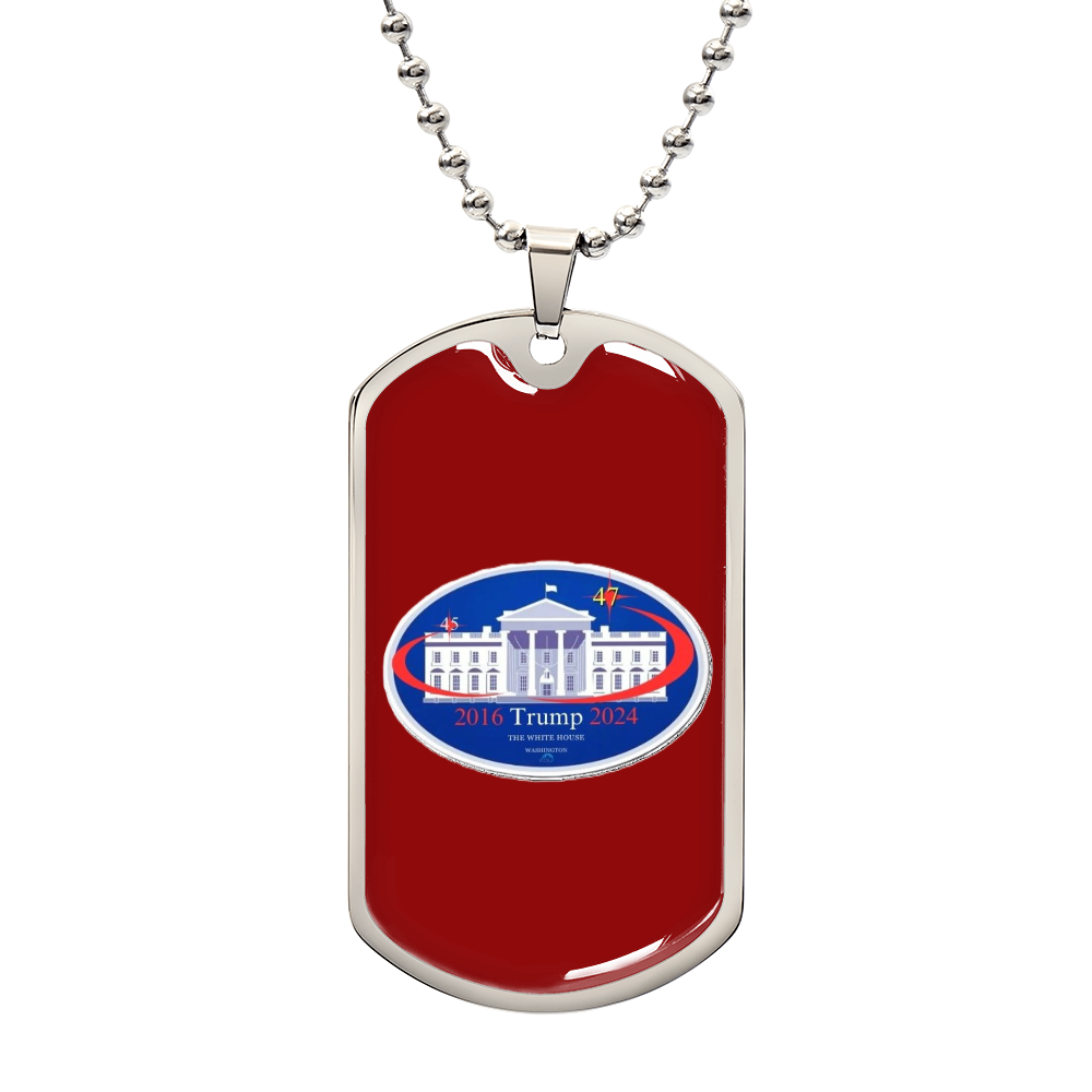 45 to 47 TRUMP Presidential Luxury Dog Tag Necklace (Red Edition)