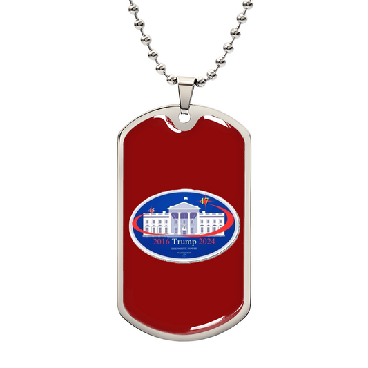 45 to 47 TRUMP Presidential Luxury Dog Tag Necklace (Red Edition)