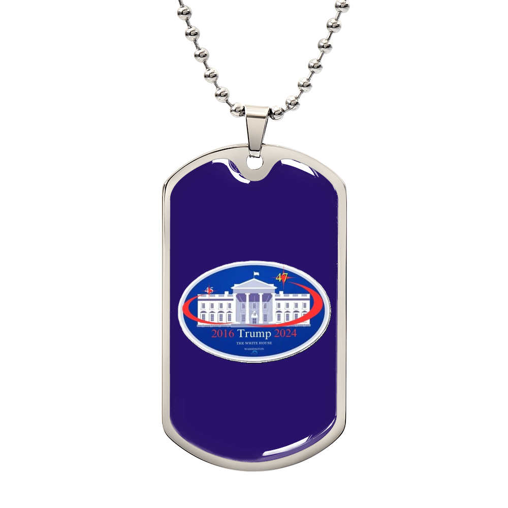 "45 to 47 TRUMP Presidential Luxury Dog Tag Necklace (Blue Edition)"