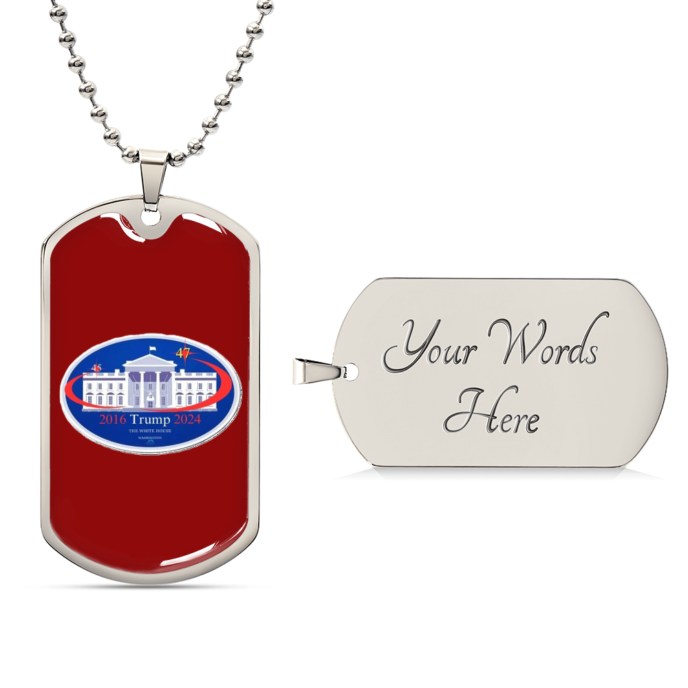 45 to 47 TRUMP Presidential Luxury Dog Tag Necklace (Red Edition)