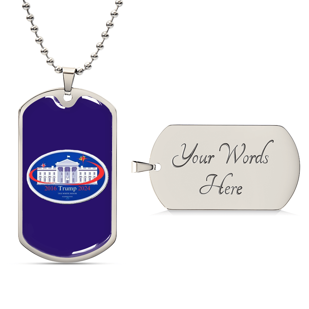 "45 to 47 TRUMP Presidential Luxury Dog Tag Necklace (Blue Edition)"