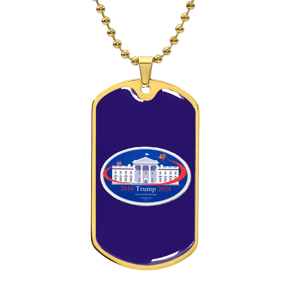 "45 to 47 TRUMP Presidential Luxury Dog Tag Necklace (Blue Edition)"