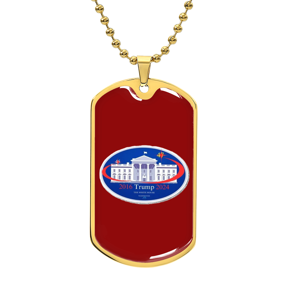 45 to 47 TRUMP Presidential Luxury Dog Tag Necklace (Red Edition)