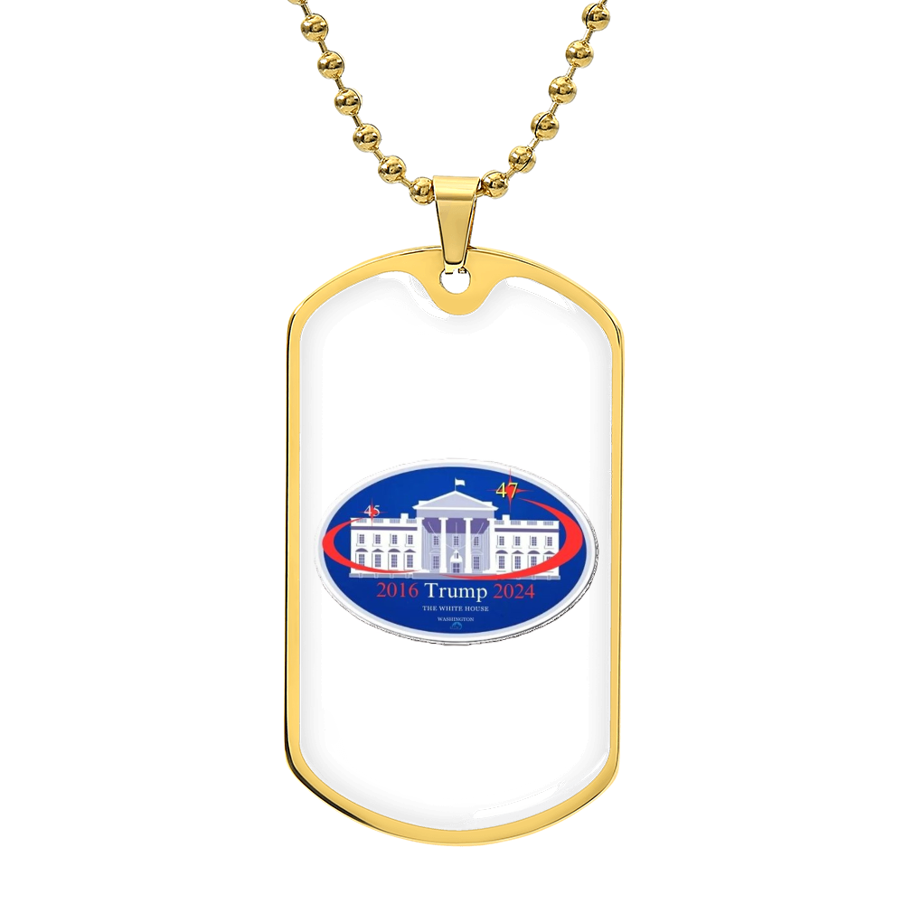 45 to 47 TRUMP Presidential Luxury Dog Tag Necklace (White Edition)