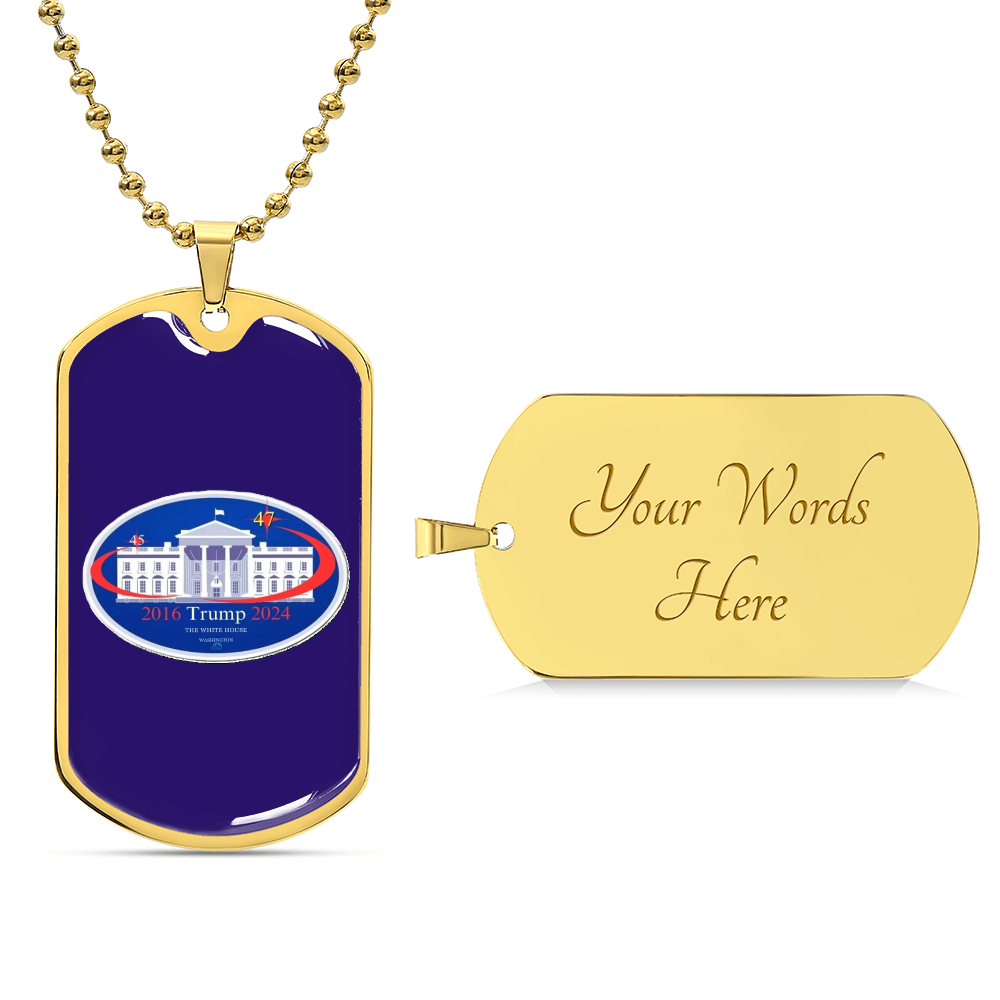 "45 to 47 TRUMP Presidential Luxury Dog Tag Necklace (Blue Edition)"