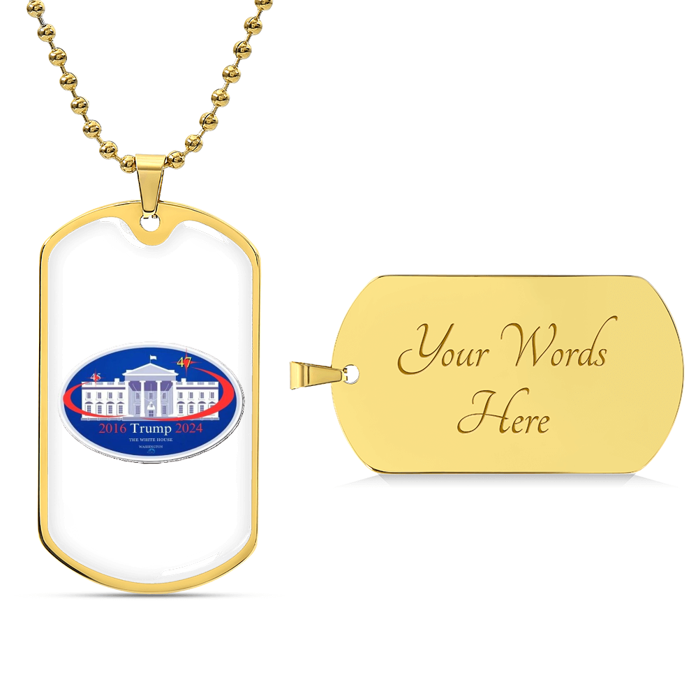 45 to 47 TRUMP Presidential Luxury Dog Tag Necklace (White Edition)