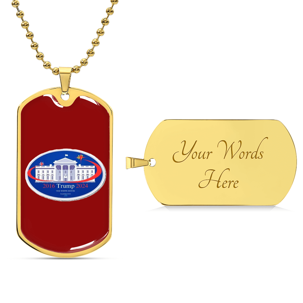 45 to 47 TRUMP Presidential Luxury Dog Tag Necklace (Red Edition)